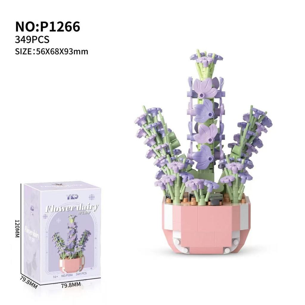 Mini Potted Flowers Building Block Sets Kids DIY Educational Toys Bonsai Tree Gardens Romantic Model Brick Kids Girl Toys