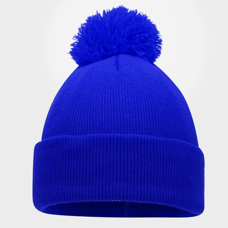 Chapeau d'hiver chaud en tricot avec pompon couleur unie pour hommes femmes extérieur