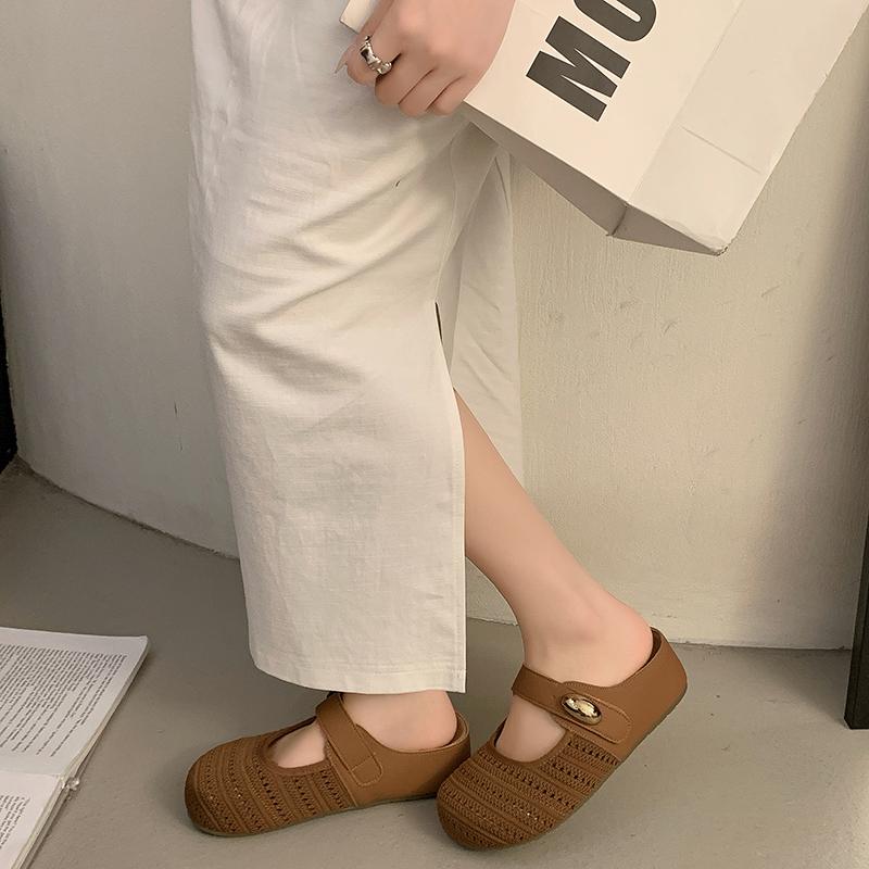 Fashion New Women's Slippers Comfortable Mesh Fabric Women's Shoes Slippers Fashion Summer Women's Shoes Baotou Slippers