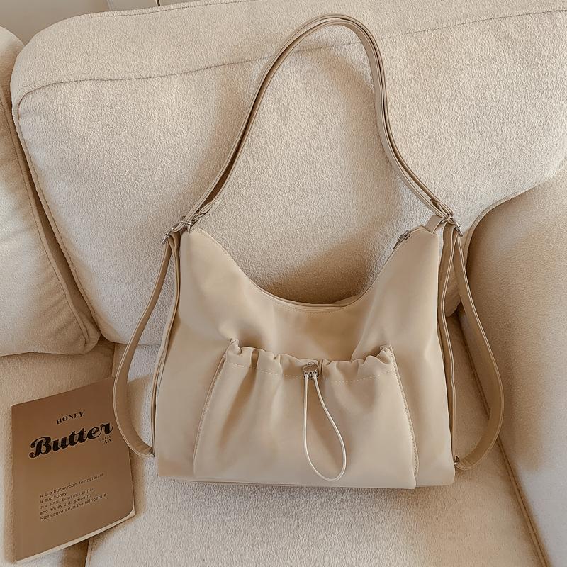Slouchy Shoulder Bag with Front Pouch Large Capacity Everyday Fashion Tote Bag