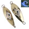 2pcs Fish Eye LED Fishing Lures Lighted Fishing Spoons Underwater Bait Flasher Deep Drop Light for Saltwater Freshwater White Light