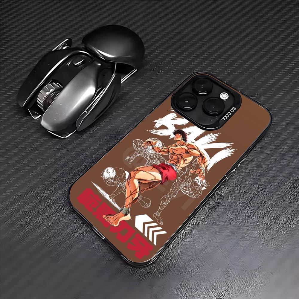 Anime B-Baki Hanma Phone Case For iPhone17,16,15,14,13,12,11 Plus,Pro Max Colored Silver Plated Inside Cover