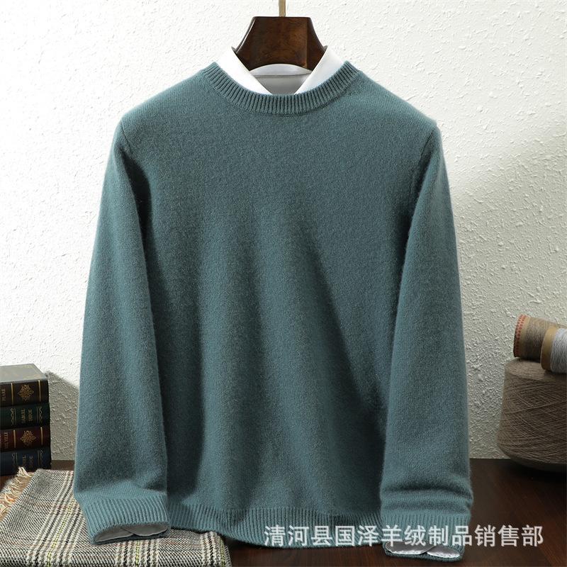 Autumn And Winter Thickened Pullover Men'S 100% Pure Cashmere Shirt Loose Warm Cashmere Knitted Bottoming Sweater