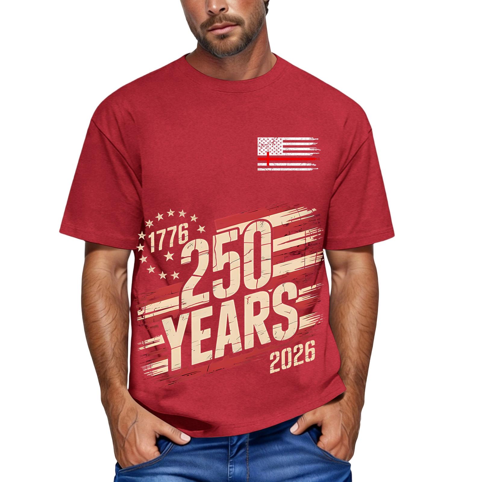 Men s loose and casual flag letter print T-shirt short-sleeved top M красный