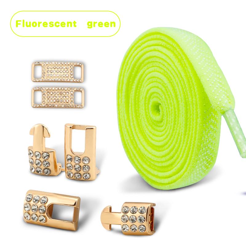 Gold Diamond buckle Shoelaces without ties Elastic Laces Sneakers Tennis No Tie Shoe laces Flat Shoelace for Shoes accessories