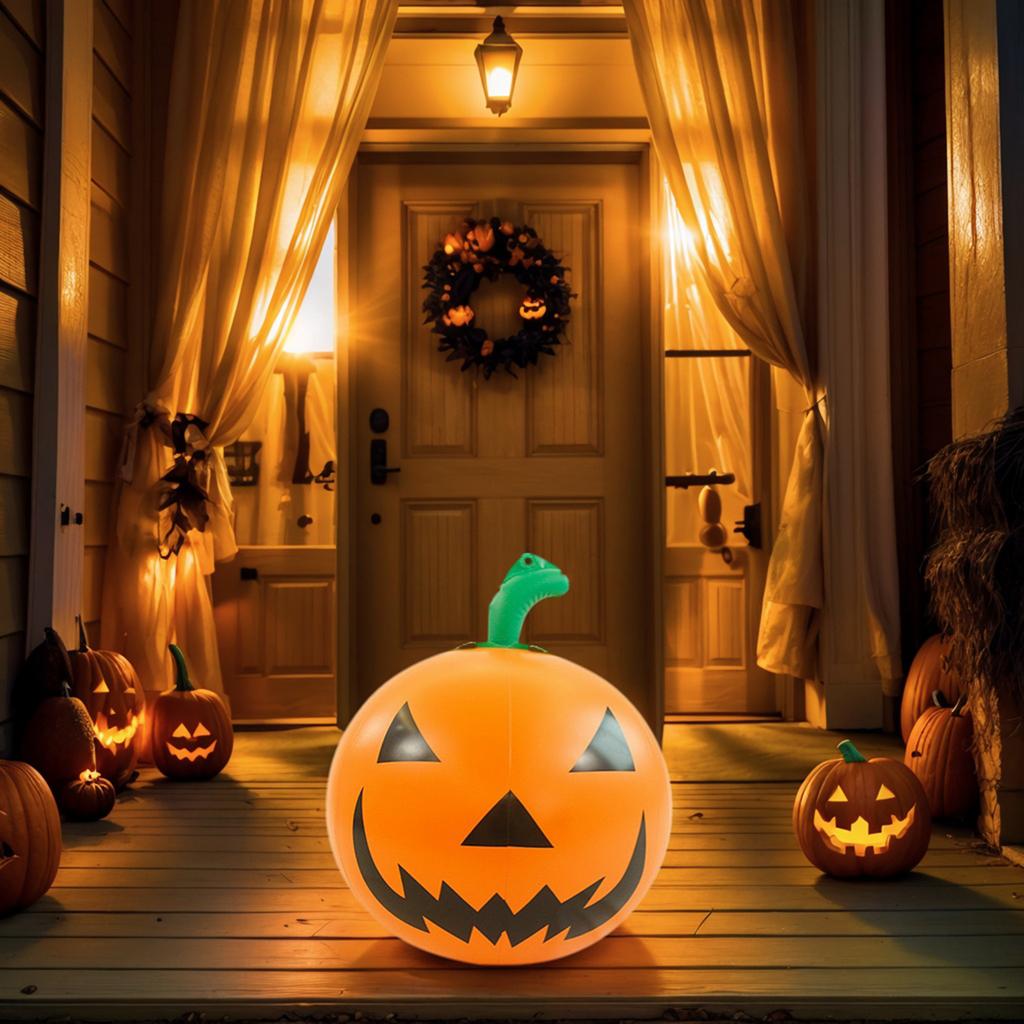 1Pc Halloween Inflatable Pumpkin Light Halloween PVC Inflatable Pumpkin Lantern Fun Jack-O'-Lantern for Yard Garden and Lawn