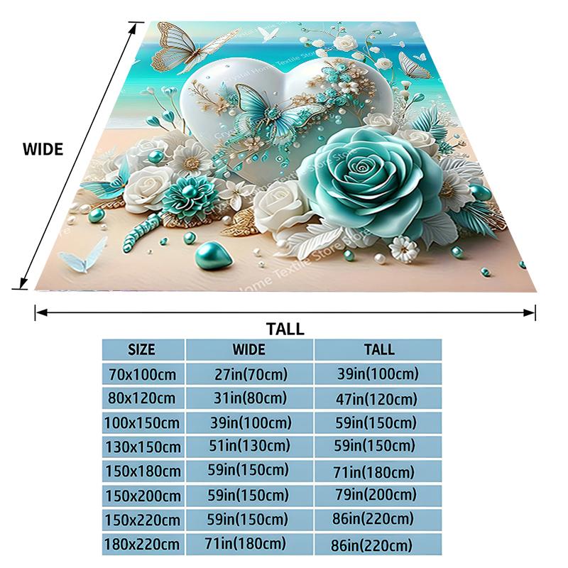 Themed Beach Scene 3D Print Flannel Blanket, Soft Warm Throw Blanket Nap Blanket For Couch Sofa Office Bed Camping Trave Blanket