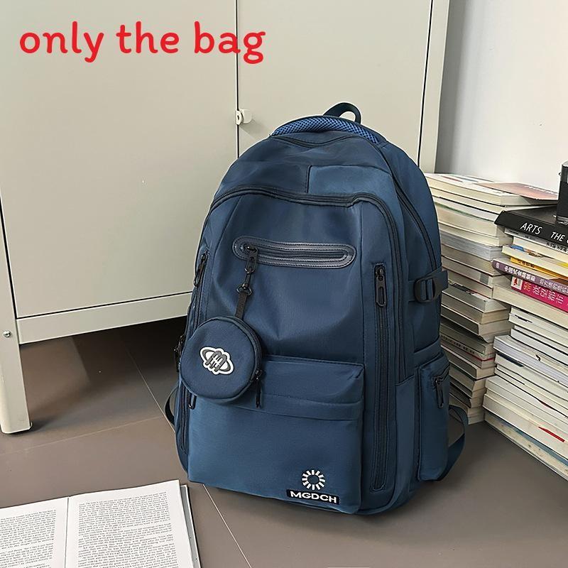 Solid Capacity Large Color Backpack With Letter Embroidery Design For Daily