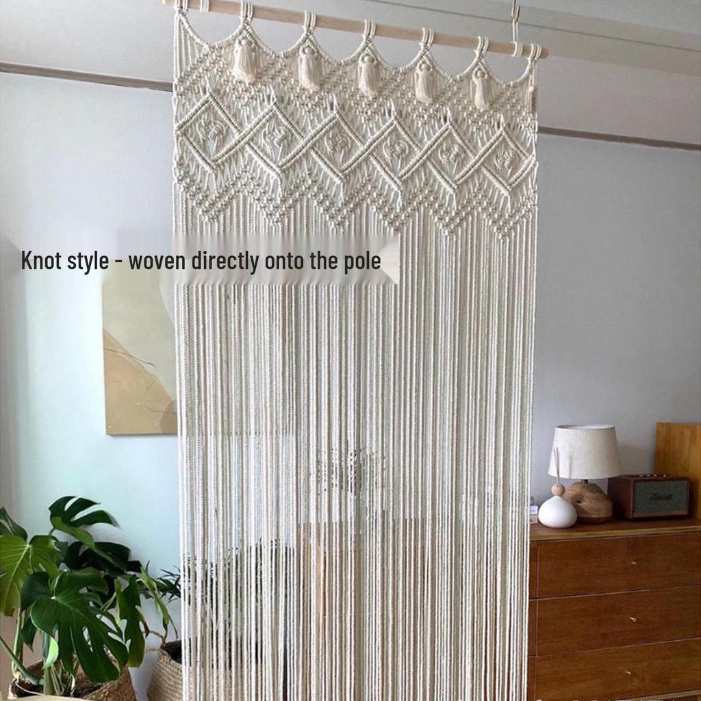 Handmade Woven Cotton Rope Tapestry Door Curtain: Nordic Bohemian Style for Home Decor