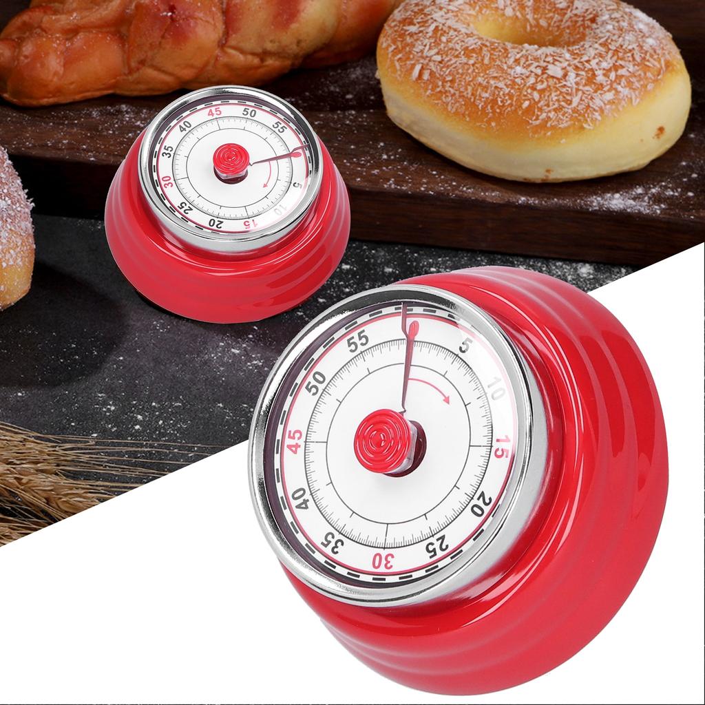 Mechanical Kitchen Timer Cooking Studying Clock Round Reminder Student Time ManagerRed