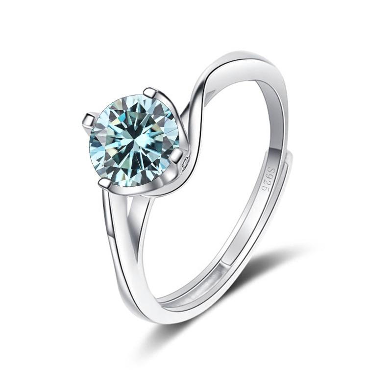 Bague Ringen 1ct VVS Moissanite Jewelry Snubní prsten 925 Sterling Silver pokovený bílým zlatem Čtyři otevřené prsteny Twist Design s drápy