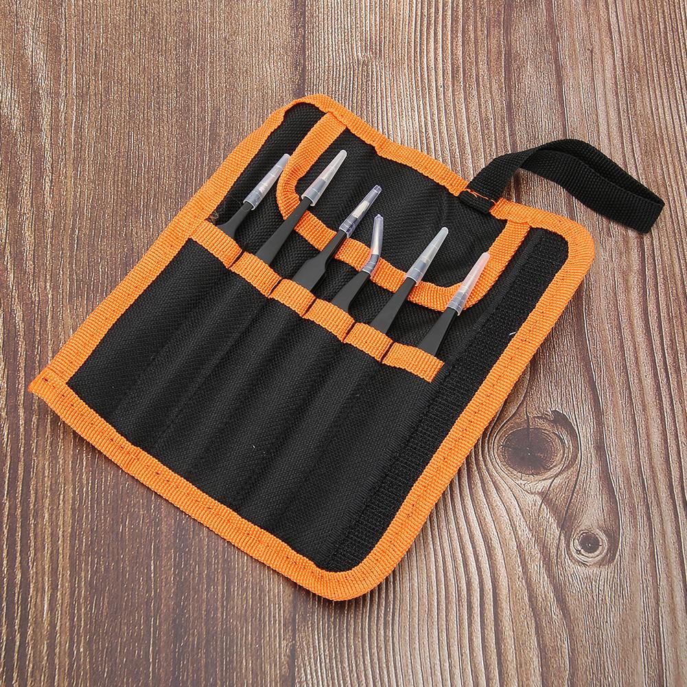 1.5mm 6pcs Stainless Steel Tweezers Set Nail Art Tweezers Watch Repair Tool Accessory