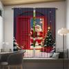 Modern Set Of 2 Christmas Santa Claus Tree Pattern Printed Curtains Decorations Home Room Curtain Polyester