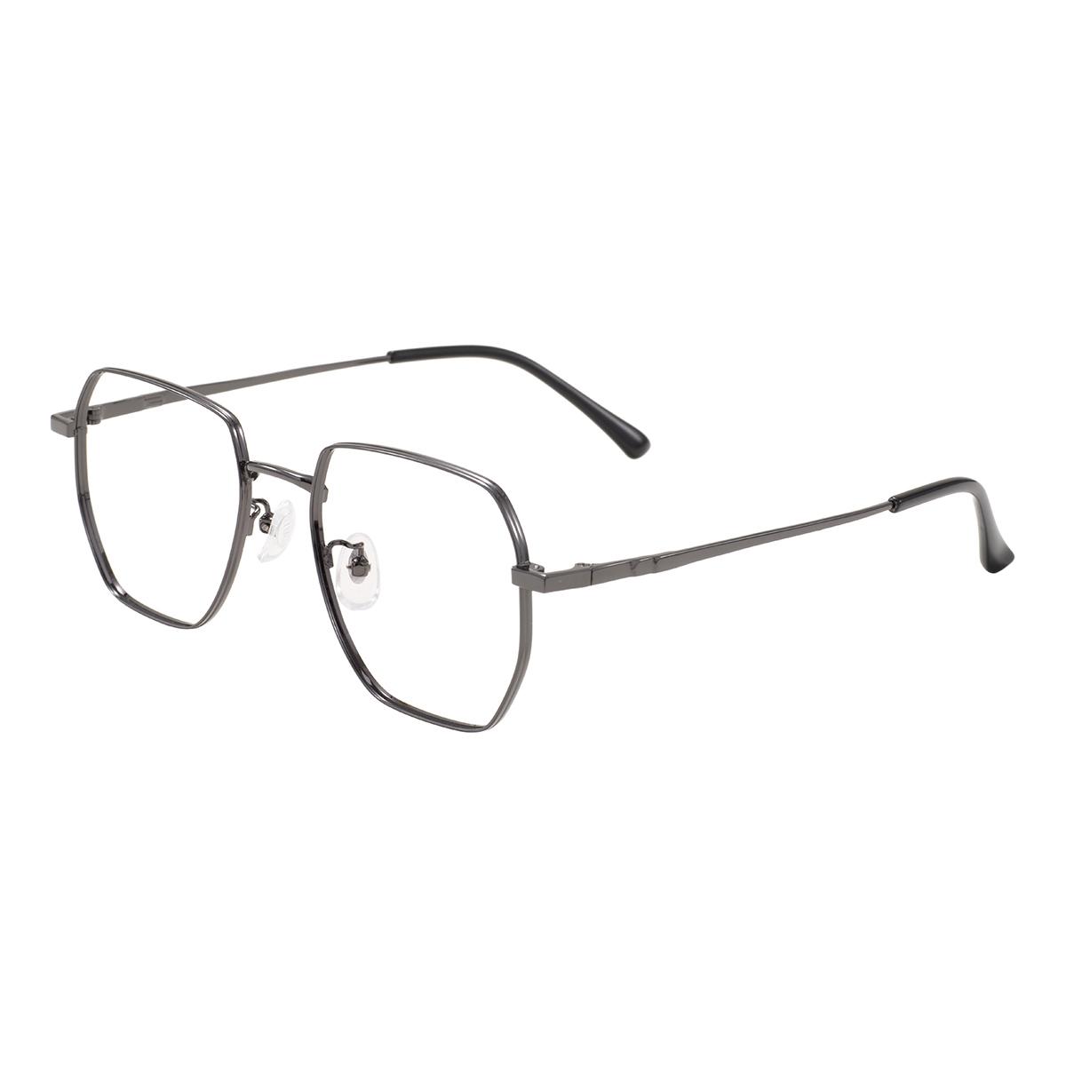 

New Men Simple Geometric Prescription Glasses Women Fashion Polygon Metal Square Optical Eyewear Progressive Reading Eyeglasses Single Version&1.56&None сірий