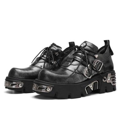 2023 Autumn Retro Dark Punk Gothic Platform Leather Shoes, Thick-Soled Low-Tops, Unisex Design