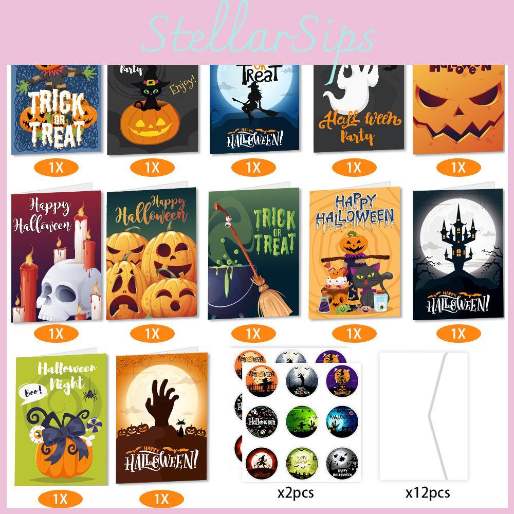 Halloween Themed Horror Ghost Pumpkin Pattern Paper Postcard Decor Party