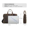 CONTACT'S Genuine Leather Briefcase Shoulder Messenger Bags Vintage Crazy Horse Leather Bag for 13.3 Inches Laptop Large Capacity Business Bags