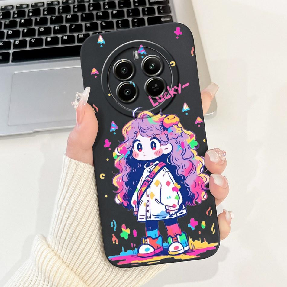 Für Realme 12 Pro+ 12Pro 5G Handyhülle Realme 12 Pro Plus 5G Elegante Blumige Katze Bemalt Weiches Silikon Schlichte Stoßfeste Hüllen