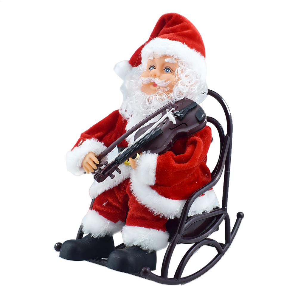 Animated Santa Claus Sitting Christmas Decorations Playing Violin Electric Christmas Santa for Bedroom Storefront Apartment