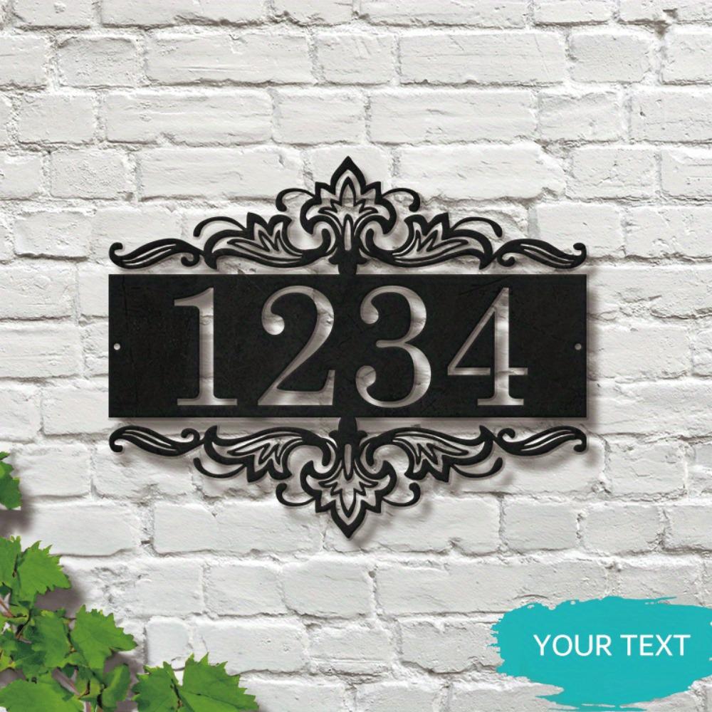 Customizable Iron Address Sign Modern House Number Plate Wall Mounted Personalized Front Door Housewarming