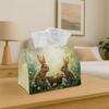 1pc Romantic Botanical Whimsical Easter Tissue Holder - Bunny Duo Basket for Garden, Office, Gatherings, Vehicle for Living Room, Kitchen, Occasions -