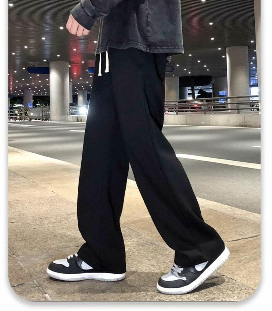 Men's Plus Size Corduroy Wide-Leg Pants, Loose Fit, Casual Streetwear for Spring & Autumn