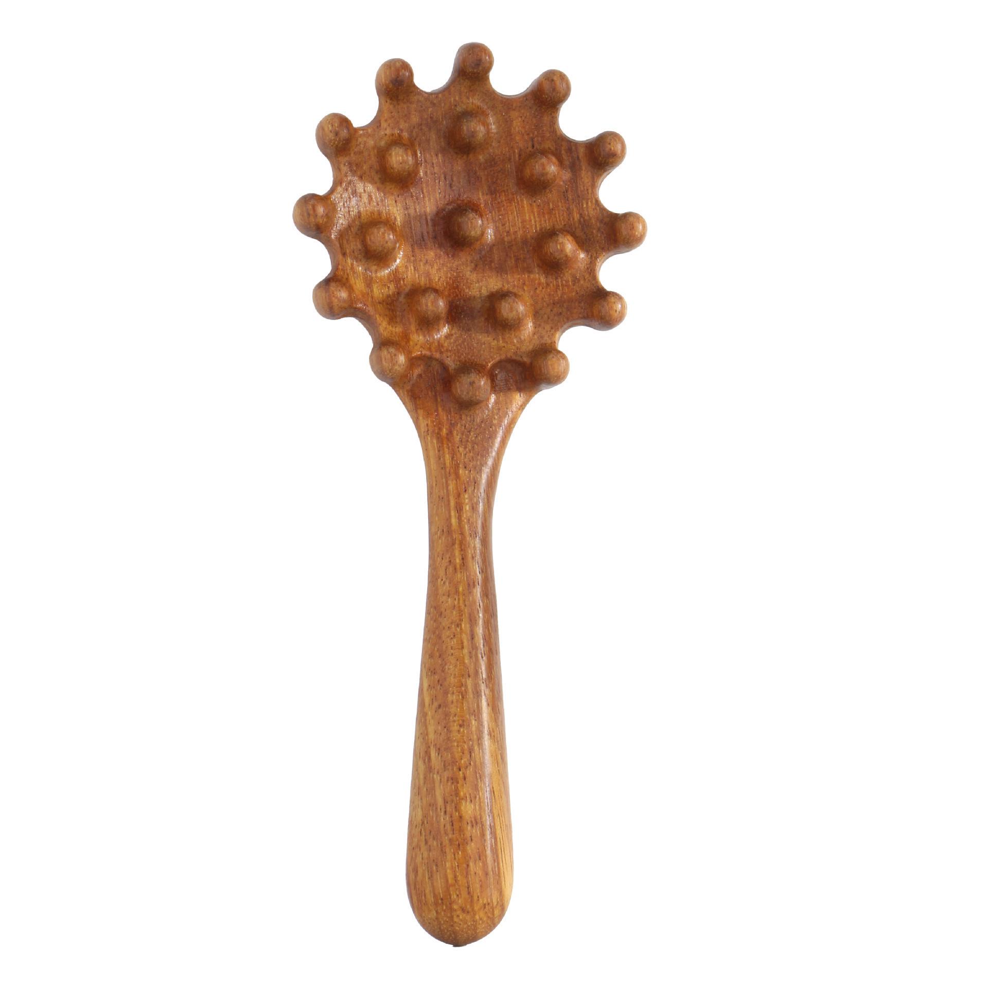 Golden Silk Green Sandalwood Massage Comb: Universal Five-Finger Ball for Head, Shoulder, and Neck with Round Teeth.