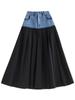Xitao Patchwork Casual Plissee A-linie Rock Mode Einfachheit Temperament Winter Frauen Rock HQQ1989