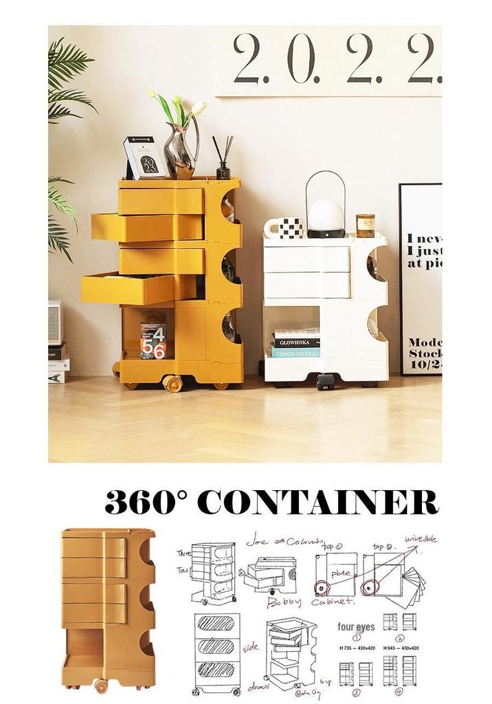 Nordic Rotating Multi-Layer Storage Cabinet: Versatile Makeup, Bedside, or Snack Organizer