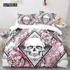 Povlak na přikrývku Sugar Skull King Mikrovlákno Růžový Ložní Set Květinová Lebka Povlak na Přikrývku Černá Červená Oranžová Kostra Jednolůžkový Povlak na Prošívanou Přikrývku