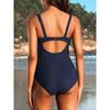 CHARMLEAKS Jednoczęściowy kostium kąpielowy dla kobiet, prążkowany, z wysokim stanem, usztywniany, z wycięciem na plecach, kwadratowym dekoltem i guzikami muszlowymi