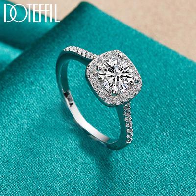 925 Sterling sølv mote firkantet AAA Zircon Ring smykker