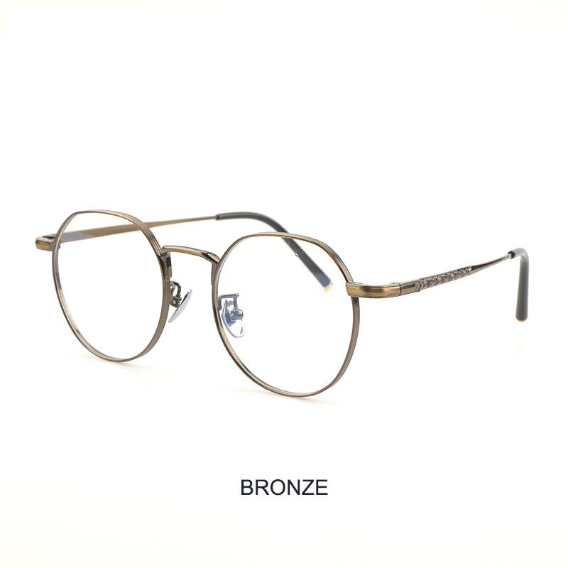 

Japanese Style Handmade Vintage Metal Glasses Frame For Men Ultralight Round Eyeglasses Women Classic Retro fashion Spectacles бронзовый