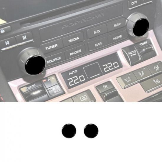 Glossy Piano Black Radio Console Knob Cover Trim For Porsche 718 Boxster Cayman