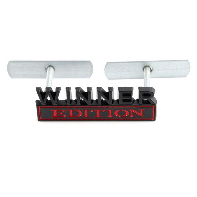 1Pc 3D Metal Winner Edition Logo Car Front Grille Badge Side Fender Rear Trunk Emblem Sticker Decal