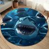 shark Round Area Rug,Carpet Rug for Living Room Bedroom Sofa Playroom Decor,Non-slip Floor Mat
