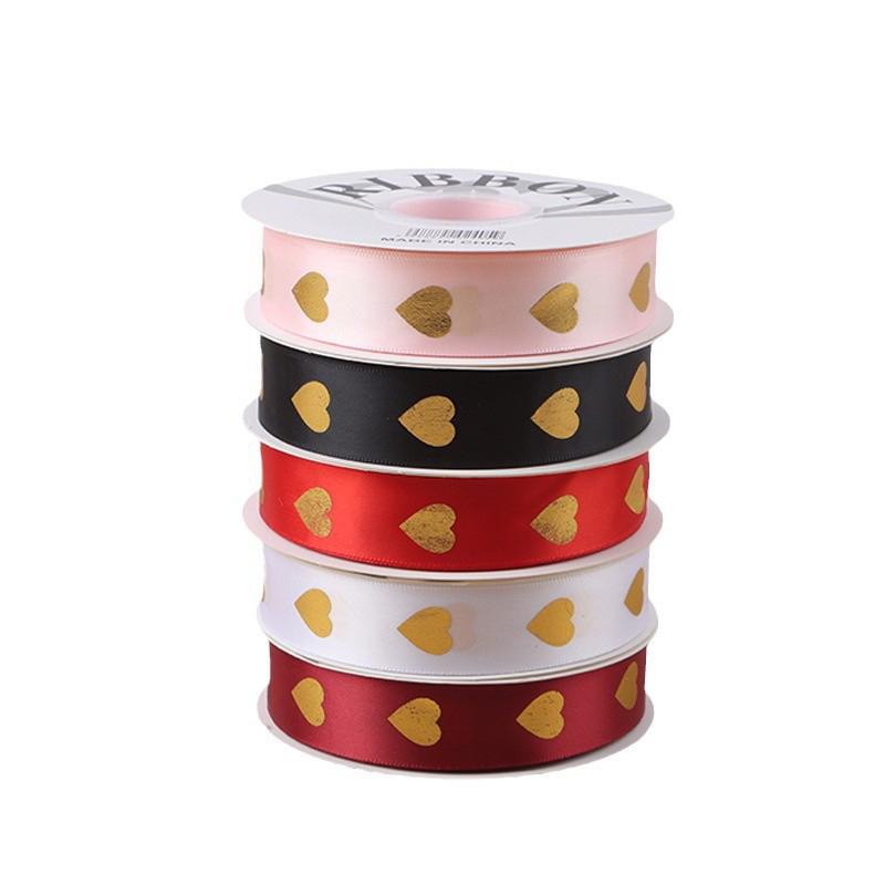 36  Yard Ribbon Gift 2.5CM Easy-to-Tie Heart Length-Sufficient Polyester Fade-Resistant Premium DIY-Friendly Foil-Stamped Durable