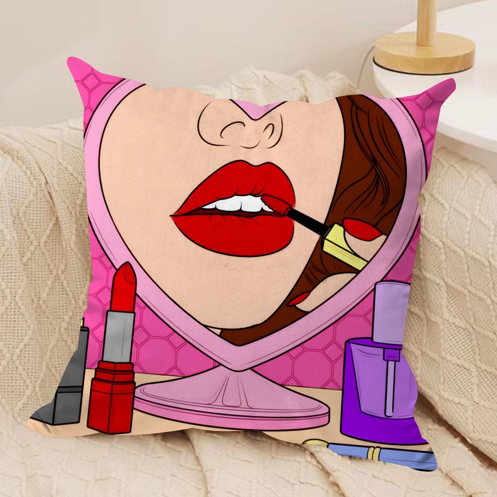 Ins Style Beauty Makeup Cushion Cover Silky Short Plush Sofa Pillow Cover Hidden Zipper Soft Dustproof Case for Home Decor