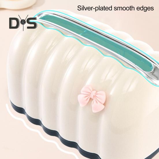 Cover Decorative With Box Tissue Pink Bow Large Capacity Automatic Lifting Spring Tissue Box Desktop Wipes Holder