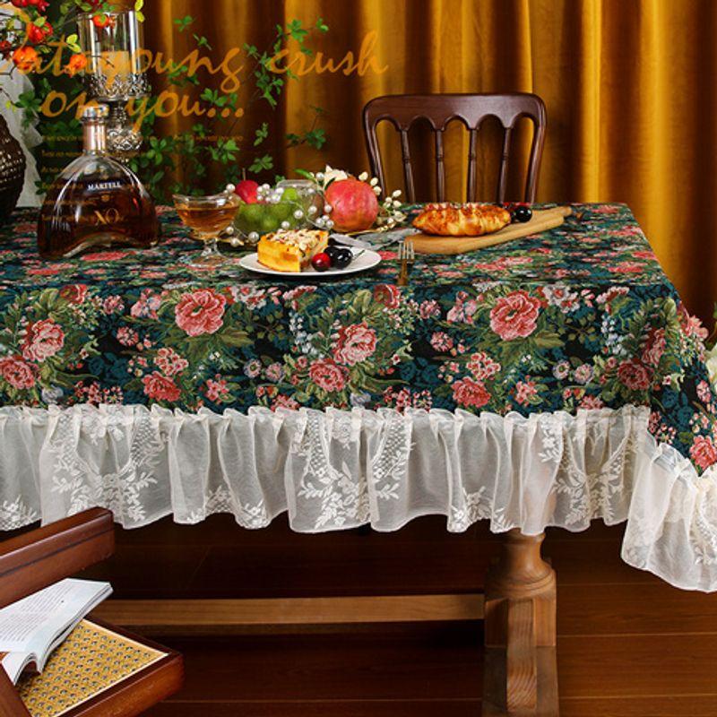 

American Fabric Tablecloth Fancy Retro Style Rose Rectangular Tablecloth Tablecloth Multi-Purpose Dust Towel Cover Anna Manor 90*90cm-2 (suitable for bedside table)