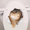 Lovely Cat Dog 3D Wall Stickers Hole View Bathroom Toilet Decals Living Room Home Decor Poster Cute Animals Waterproof Wallpaper