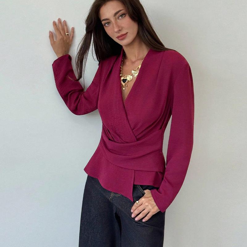 2025 Autumn and Winter New Fashion Women's Simple Solid Color Long-sleeved Shirt
