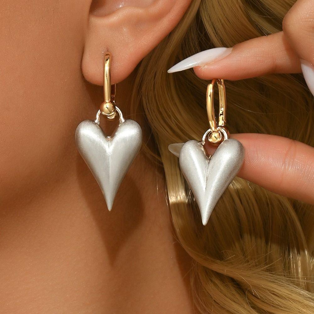 Textured Metal Filigree Earrings Geometry Hearts Earringdrop Exquisite Heart Hoop Earrings  Daily