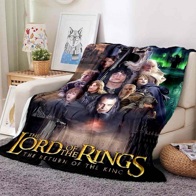 L-Lord of the Rings Movie Print Flannel Blanket Soft Warm Throw For Sofa Bedroom Home Decor Fantasy Film Fan Birthday Present