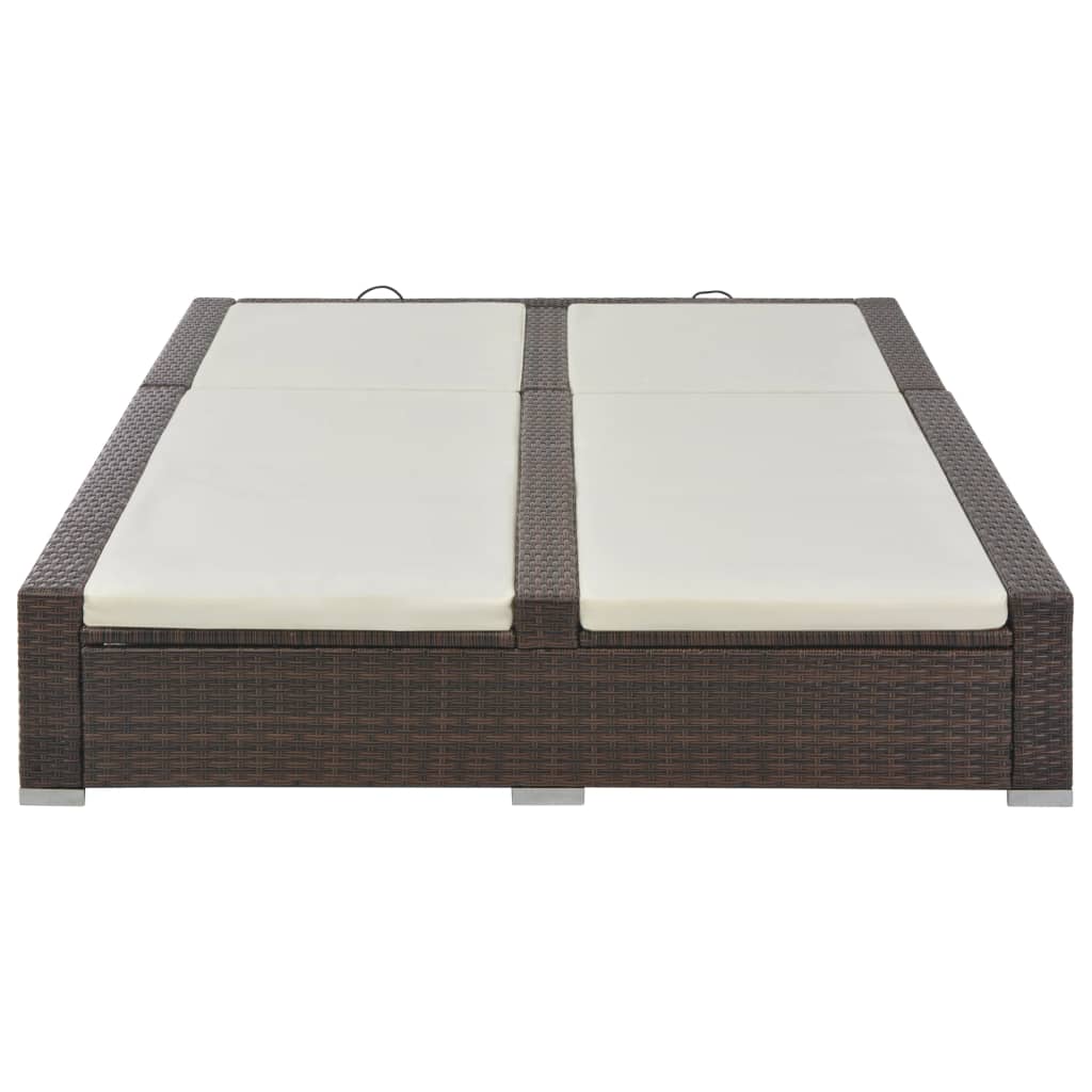 Double Sun Lounger Brown Poly Rattan