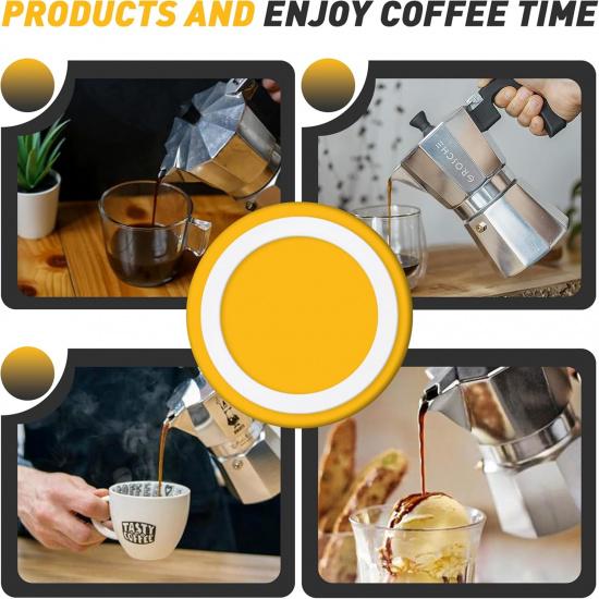 6 Pcs Gasket Seal Rings for Bialetti Moka Express Dama 6 Cups - Spare Food Grade Silicone Sealing Rings for Aluminium Stovetop Coffee Maker Pots