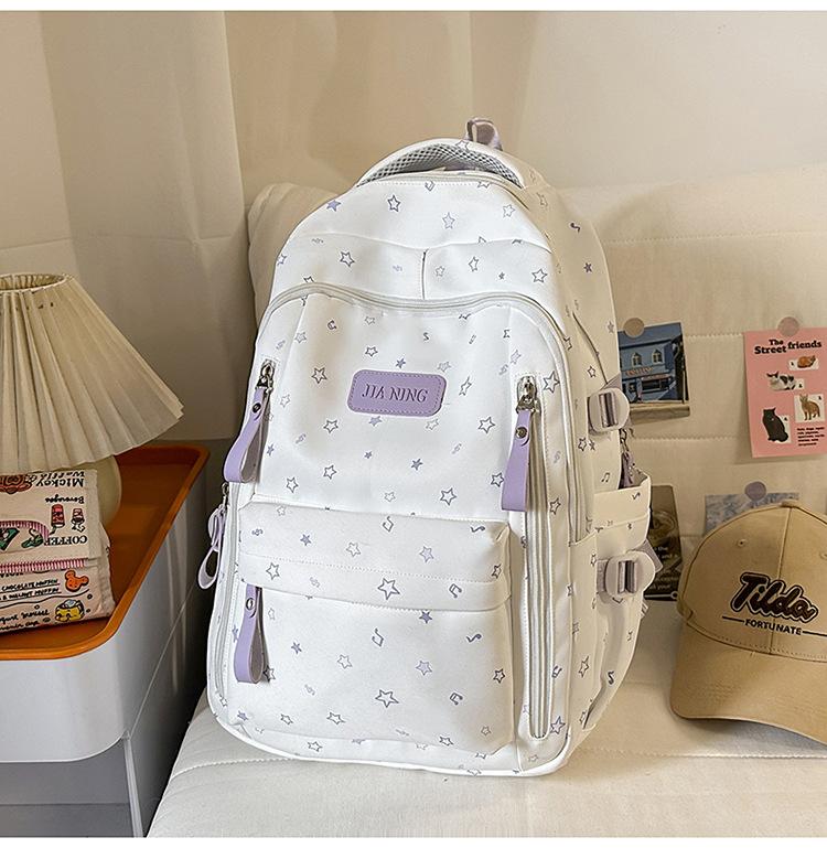 Schoolbag Korean Version of Small Fresh Schoolbag Japanese Princess Versatile Cute Star Printed Backpack Junior High School Class Backpack