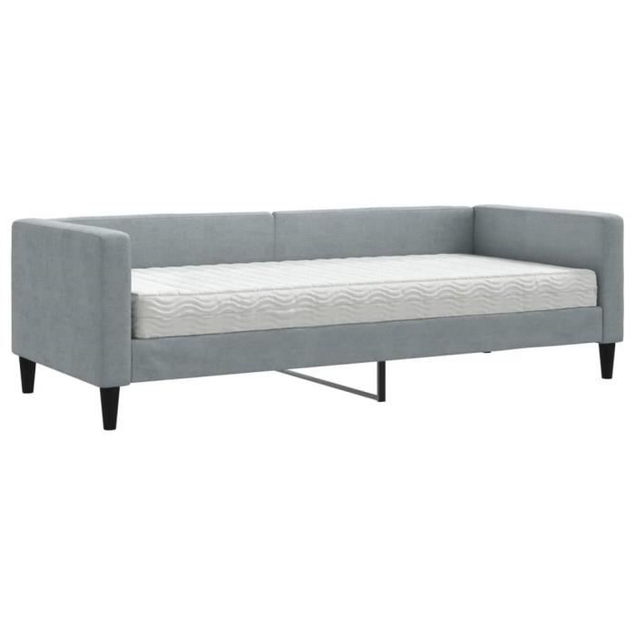 VidaXL Lit de jour avec matelas gris clair 80x200 cm tissu 3196555