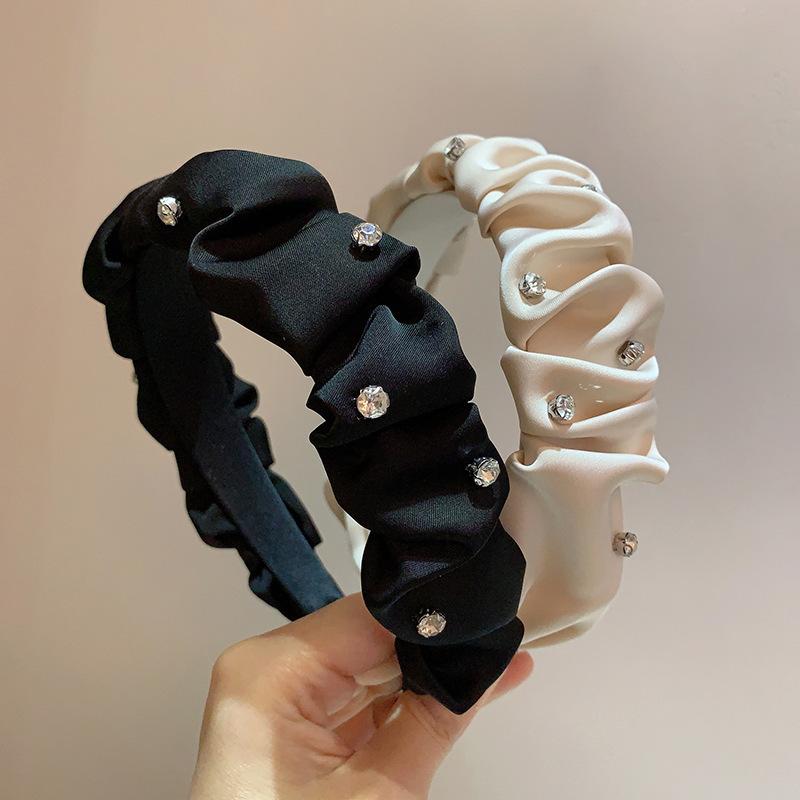 Fashion Crystal Ruffle Hair Hoop Hair Bands For Women Girls Headbands Wide Hairband Hair Accessories Headwear