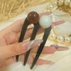 French Twist Pearl Beads Hair Stick Hair Clip Acetate U-Shaped Hairpin Vintage Tortoise Shell Women Hair Bun Pin Headwear